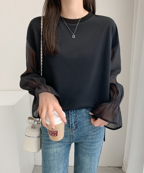 ABITOKYO(アビトーキョー)の「シアーキャンディスリーブカットソー(Tシャツ/カットソー・レディース・ベージュ/ホワイト/ブラック・M/L)」の12枚目の写真