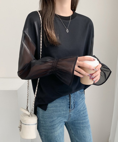 ABITOKYO(アビトーキョー)の「シアーキャンディスリーブカットソー(Tシャツ/カットソー・レディース・ベージュ/ホワイト/ブラック・M/L)」の13枚目の写真