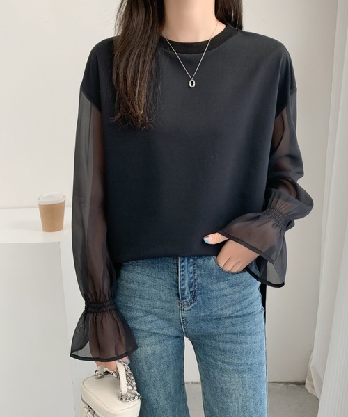 ABITOKYO(アビトーキョー)の「シアーキャンディスリーブカットソー(Tシャツ/カットソー・レディース・ベージュ/ホワイト/ブラック・M/L)」の14枚目の写真