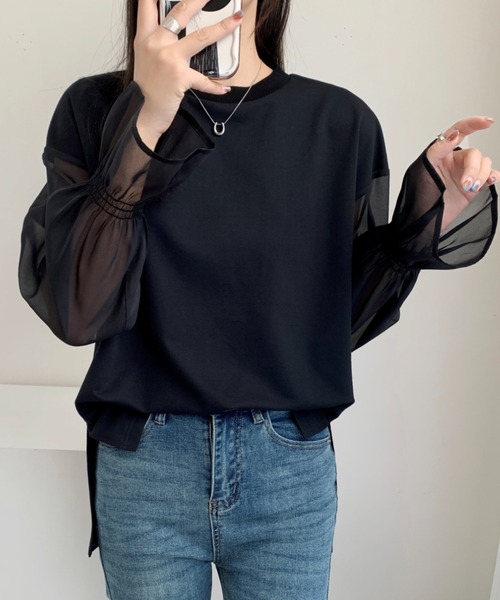ABITOKYO(アビトーキョー)の「シアーキャンディスリーブカットソー(Tシャツ/カットソー・レディース・ベージュ/ホワイト/ブラック・M/L)」の15枚目の写真