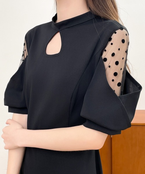 ABITOKYO(アビトーキョー)の「カットアウト袖異素材ドッキングフレアロングワンピース(ワンピース・レディース・ブラック/ベージュ・S/M)」の18枚目の写真