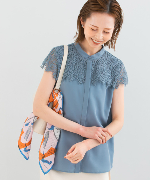 URBAN RESEARCH ROSSO WOMEN（アーバンリサーチ　ロッソ）の「『一部WEB限定カラー』ウォッシャブルヨークレースブラウス（シャツ/ブラウス・レディース・オフホワイト/イエロー系その他/ブラック/ブルー系その他・FREE）」の20枚目の写真