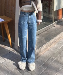 リボン抜染セミワイドデニム