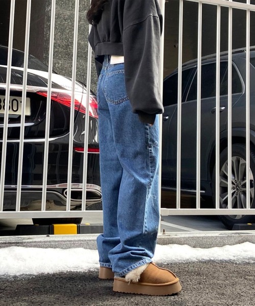 LYEON(リヨン)の「リボン抜染セミワイドデニム(デニムパンツ・レディース・ブルー・SMALL/MEDIUM/LARGE)」の10枚目の写真