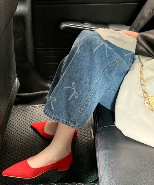 LYEON(リヨン)の「リボン抜染セミワイドデニム(デニムパンツ・レディース・ブルー・SMALL/MEDIUM/LARGE)」の14枚目の写真