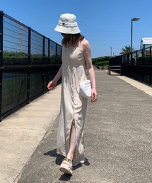 スリット入りロングキャミワンピース