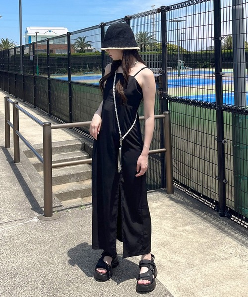 non-hedge（ノンヘッジ）の「スリット入りロングキャミワンピース（ワンピース・レディース・モカ/ベージュ/ブラック/チャコールグレー・FREE）」の2枚目の写真