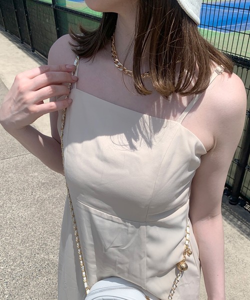 non-hedge（ノンヘッジ）の「スリット入りロングキャミワンピース（ワンピース・レディース・モカ/ベージュ/ブラック/チャコールグレー・FREE）」の8枚目の写真