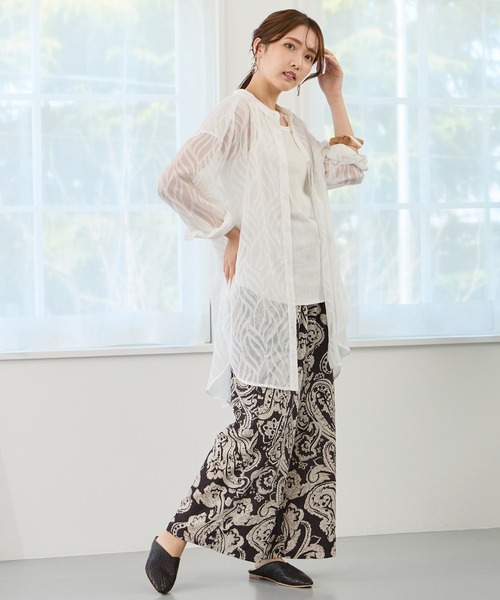 NICOLE white（ニコルホワイト）の「シアージャガードチュニックブラウス（シャツ/ブラウス・レディース・ブラック/オフホワイト/ブルー・FREE）」の14枚目の写真