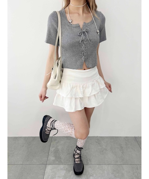 PHILLY（フィリー）の「【PHILLY】レースアップリブニットトップス（ニット/セーター・レディース・ホワイト/ブラック・FREE）」の20枚目の写真