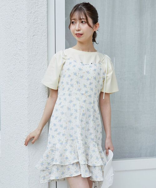 MAJESTIC LEGON（マジェスティックレゴン）の「ショルダーリボンミニキャミワンピ（ワンピース・レディース・ホワイト系その他/ホワイト系その他2/ブラック系その他・MEDIUM）」の21枚目の写真