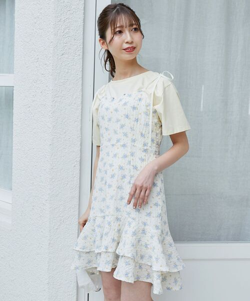 MAJESTIC LEGON（マジェスティックレゴン）の「ショルダーリボンミニキャミワンピ（ワンピース・レディース・ホワイト系その他/ホワイト系その他2/ブラック系その他・MEDIUM）」の20枚目の写真