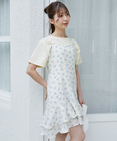 MAJESTIC LEGON（マジェスティックレゴン）の「ショルダーリボンミニキャミワンピ（ワンピース・レディース・ホワイト系その他/ホワイト系その他2/ブラック系その他・MEDIUM）」の19枚目の写真