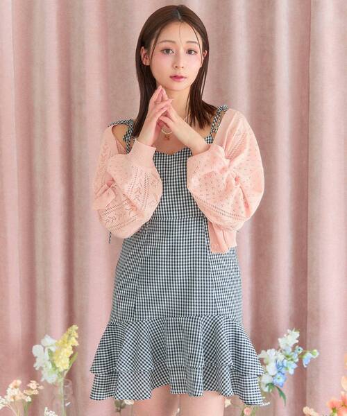 MAJESTIC LEGON（マジェスティックレゴン）の「ショルダーリボンミニキャミワンピ（ワンピース・レディース・ホワイト系その他/ホワイト系その他2/ブラック系その他・MEDIUM）」の16枚目の写真