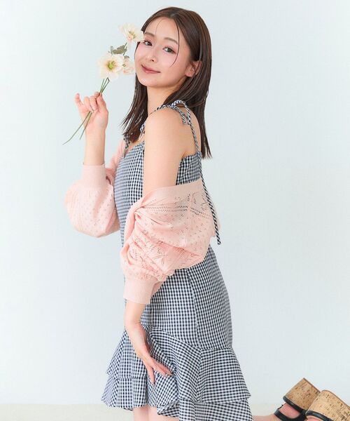 MAJESTIC LEGON（マジェスティックレゴン）の「ショルダーリボンミニキャミワンピ（ワンピース・レディース・ホワイト系その他/ホワイト系その他2/ブラック系その他・MEDIUM）」の15枚目の写真