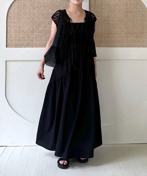 mysty woman（ミスティウーマン）の「ギャザーキャミワンピース　128572（ワンピース・レディース・ブラック/ベージュ系その他/ピンク・FREE）」の20枚目の写真