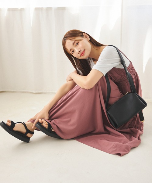 mysty woman（ミスティウーマン）の「ギャザーキャミワンピース　128572（ワンピース・レディース・ブラック/ベージュ系その他/ピンク・FREE）」の18枚目の写真