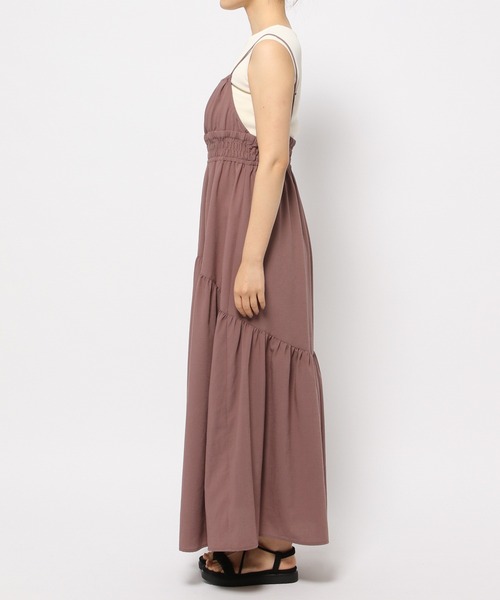 mysty woman（ミスティウーマン）の「ギャザーキャミワンピース　128572（ワンピース・レディース・ブラック/ベージュ系その他/ピンク・FREE）」の11枚目の写真