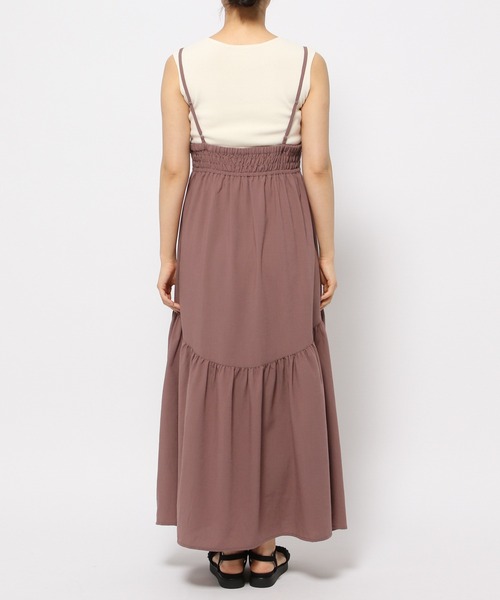 mysty woman（ミスティウーマン）の「ギャザーキャミワンピース　128572（ワンピース・レディース・ブラック/ベージュ系その他/ピンク・FREE）」の12枚目の写真