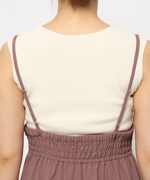 mysty woman（ミスティウーマン）の「ギャザーキャミワンピース　128572（ワンピース・レディース・ブラック/ベージュ系その他/ピンク・FREE）」の13枚目の写真