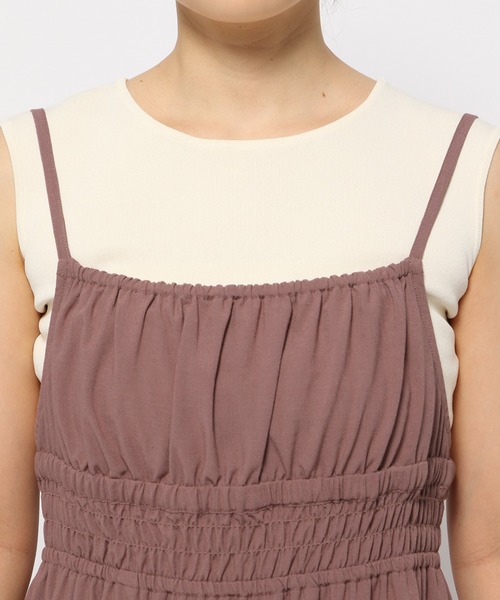 mysty woman（ミスティウーマン）の「ギャザーキャミワンピース　128572（ワンピース・レディース・ブラック/ベージュ系その他/ピンク・FREE）」の14枚目の写真