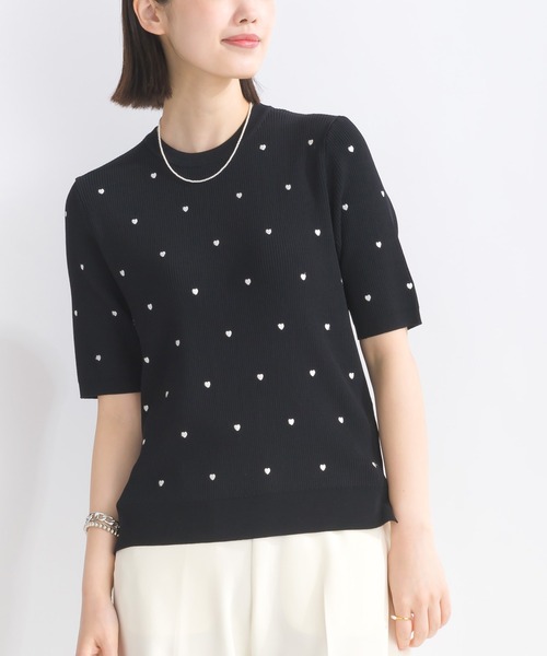 PICCIN PERLA（ピッチンペルラ）の「ハート柄刺繍リブニット（ニット/セーター・レディース・ブラック/オフホワイト/ホワイト系その他・M）」の18枚目の写真