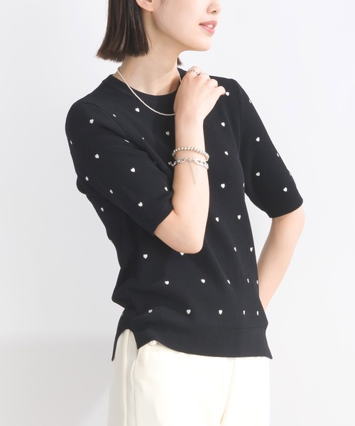 PICCIN PERLA（ピッチンペルラ）の「ハート柄刺繍リブニット（ニット/セーター・レディース・ブラック/オフホワイト/ホワイト系その他・M）」の21枚目の写真