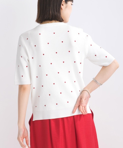 PICCIN PERLA（ピッチンペルラ）の「ハート柄刺繍リブニット（ニット/セーター・レディース・ブラック/オフホワイト/ホワイト系その他・M）」の13枚目の写真