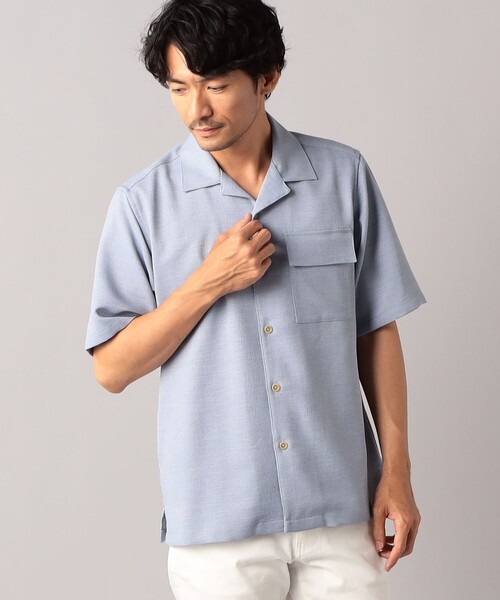 COMME CA MEN(コムサメン)の「【4カラー展開】リフラクス オックス半袖シャツ(シャツ/ブラウス・メンズ・ネイビー/キャメル/サックスブルー/グレー・S/M/L)」の1枚目の写真