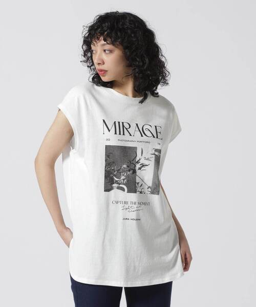 DROIT BELLO（ドロイトベロ）の「DROIT BELLO（ドロイトベロ）PHOTOフレンチTシャツ（Tシャツ/カットソー・レディース・ホワイト/チャコールグレー・F）」の8枚目の写真