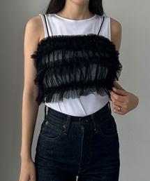 Louere | チュールフリルショートビスチェ(キャミソール)