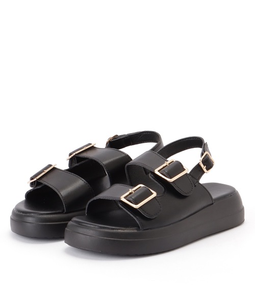 ブラック コンフォートサンダル 3ストラップ ツモリチサト ウォーク tsumori chisato WALK 【小さいサイズ