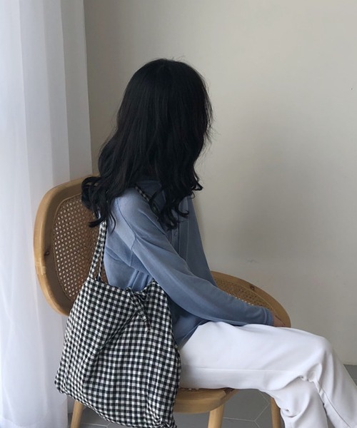 Mignonjour/リボンギンガムチェックトートバッグ M2443（トートバッグ