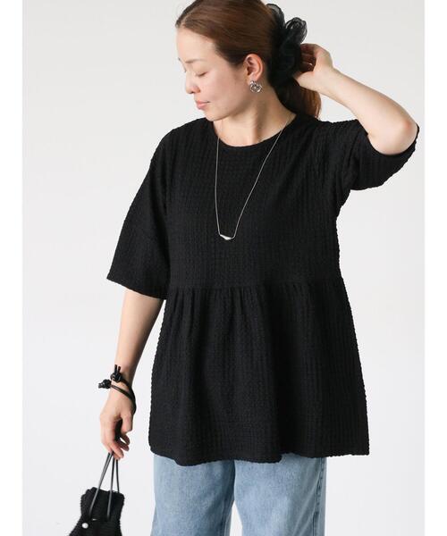 Lugnoncure(ルノンキュール)の「ペプラムふくれカットソー(Tシャツ/カットソー・レディース・オフホワイト/ネイビー/ブラック・F)」の3枚目の写真