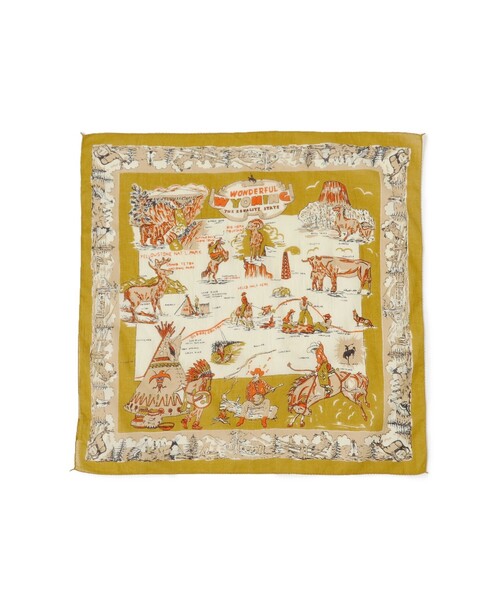 BEAMS BOY（ビームスボーイ）の「BINDU / マップ プリント バンダナ 24FW（バンダナ/スカーフ・レディース・ベージュ/オフホワイト/ブルー・ONE SIZE）」の3枚目の写真