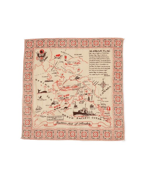 BEAMS BOY（ビームスボーイ）の「BINDU / マップ プリント バンダナ 24FW（バンダナ/スカーフ・レディース・ベージュ/オフホワイト/ブルー・ONE SIZE）」の2枚目の写真