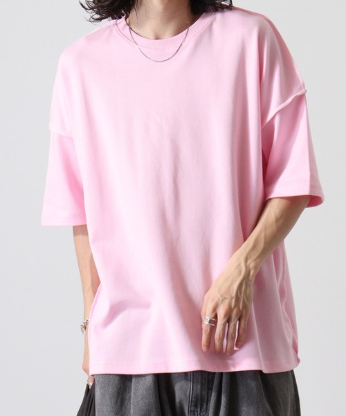 FUNALIVE(ファンアライブ)の「オーバーロック配色BIGTシャツ(Tシャツ/カットソー・メンズ・ブルー/イエロー/アッシュグレー/ピンク/グリーン・FREE)」の17枚目の写真