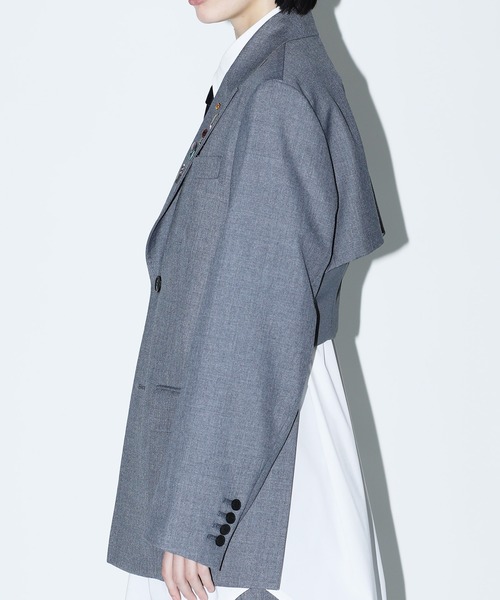 TOGA PULLA(トーガ プルラ)の「【TOGA PULLA/トーガプルラ】OX jacket/オックスジャケット/アシンメトリージャケット(テーラードジャケット・レディース・グレー・36)」の3枚目の写真