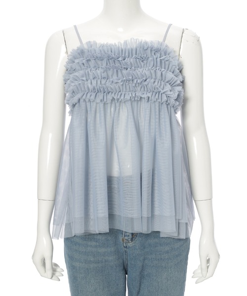 fifth（フィフス）の「マイクロチュールフリルキャミ（キャミソール・レディース・ブラック/ブルーグレー/スモークピンク・M）」の22枚目の写真