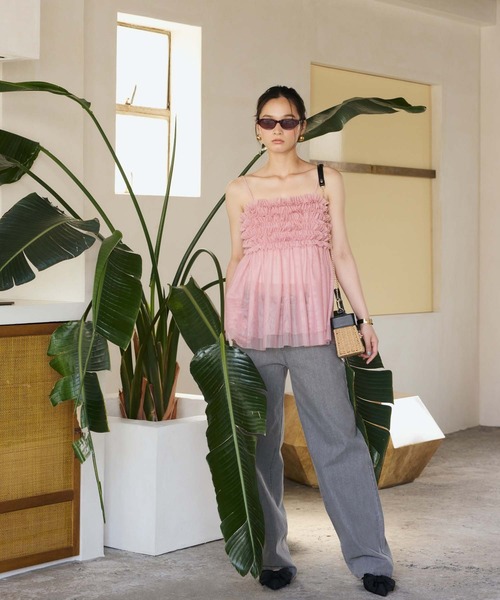 fifth（フィフス）の「マイクロチュールフリルキャミ（キャミソール・レディース・ブラック/ブルーグレー/スモークピンク・M）」の10枚目の写真