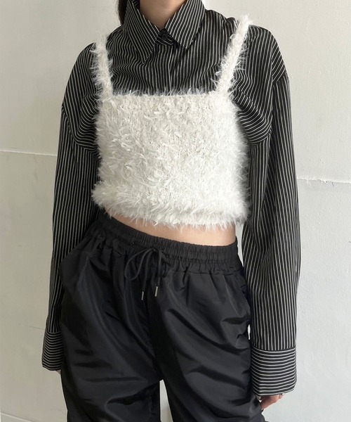 Jewelobe（ジュエローブ）の「フェザーチュールニットビスチェ（ベスト・レディース・チャコールグレー/グレー/ピンク/アイボリー・FREE）」の12枚目の写真