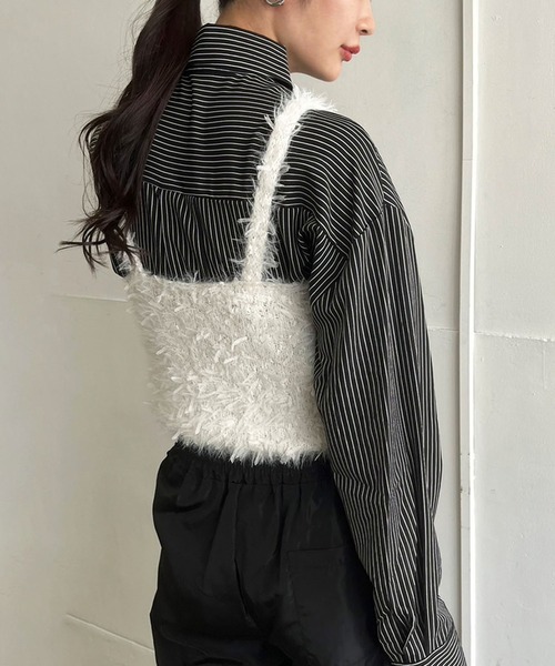 Jewelobe（ジュエローブ）の「フェザーチュールニットビスチェ（ベスト・レディース・チャコールグレー/グレー/ピンク/アイボリー・FREE）」の11枚目の写真