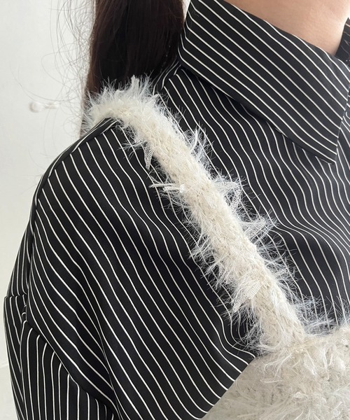 Jewelobe（ジュエローブ）の「フェザーチュールニットビスチェ（ベスト・レディース・チャコールグレー/グレー/ピンク/アイボリー・FREE）」の9枚目の写真