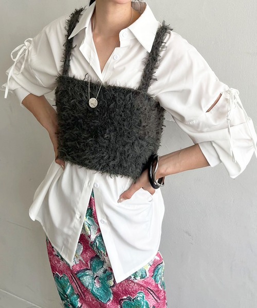 Jewelobe（ジュエローブ）の「フェザーチュールニットビスチェ（ベスト・レディース・チャコールグレー/グレー/ピンク/アイボリー・FREE）」の19枚目の写真