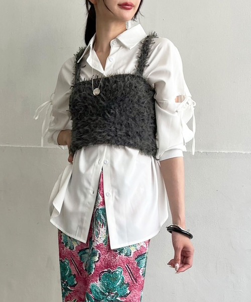 Jewelobe（ジュエローブ）の「フェザーチュールニットビスチェ（ベスト・レディース・チャコールグレー/グレー/ピンク/アイボリー・FREE）」の17枚目の写真