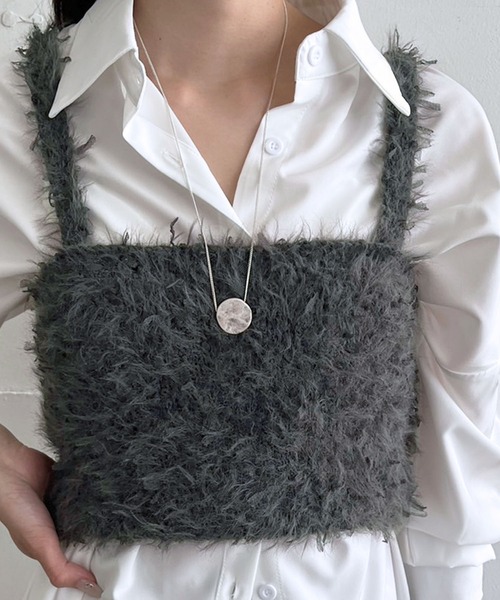 Jewelobe（ジュエローブ）の「フェザーチュールニットビスチェ（ベスト・レディース・チャコールグレー/グレー/ピンク/アイボリー・FREE）」の16枚目の写真