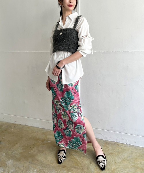 Jewelobe（ジュエローブ）の「フェザーチュールニットビスチェ（ベスト・レディース・チャコールグレー/グレー/ピンク/アイボリー・FREE）」の15枚目の写真