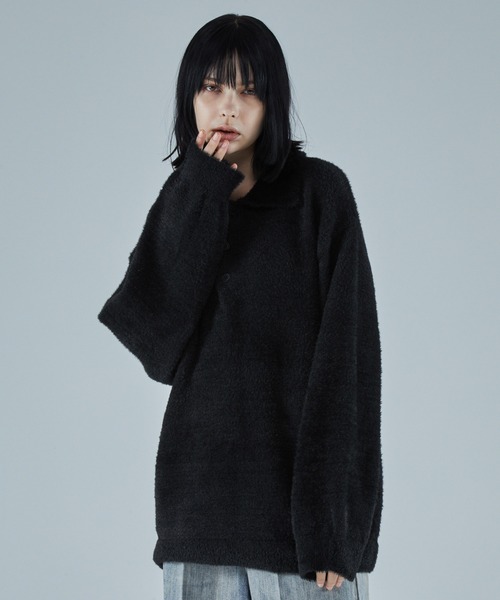 【完売人気商品】VELNUS＆CIASENCE 透かし編みニットポロセット VELNUS】Watermark knitting loose Half Sleeve knit polo shirt