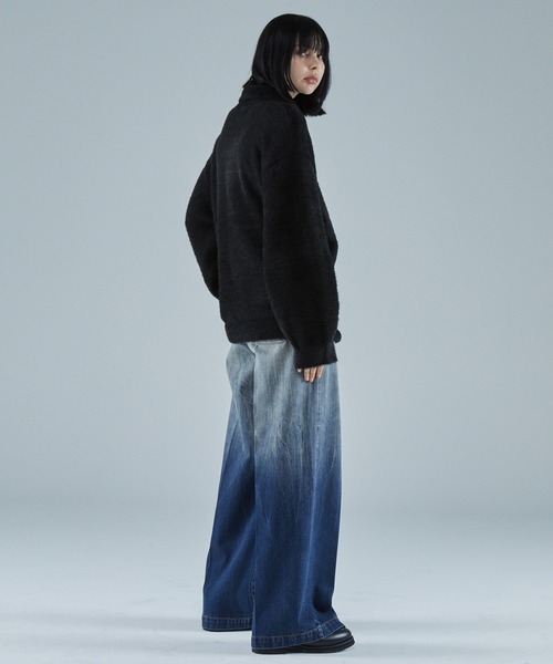 VELNUS（ベルナス）の「【VELNUS】Loose silhouette volume sleeve shaggy knit polo shirt/ルーズシルエットボリュームスリーブシャギーニットポロシャツ（ニット/セーター・メンズ・ブルー/ブラック・S/M/L）」の8枚目の写真