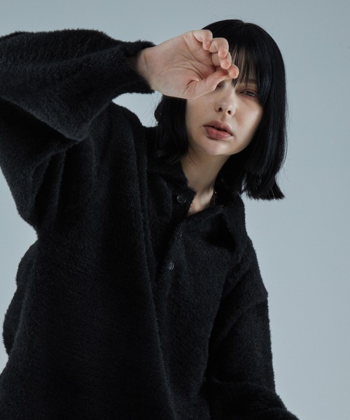 VELNUS（ベルナス）の「【VELNUS】Loose silhouette volume sleeve shaggy knit polo shirt/ルーズシルエットボリュームスリーブシャギーニットポロシャツ（ニット/セーター・メンズ・ブルー/ブラック・S/M/L）」の18枚目の写真